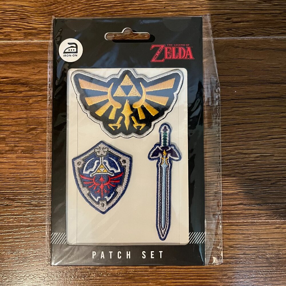 NWT The Legend of Zelda Iron On Patch 3 Set BIOWORLD Crest Shield Sword